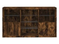 Aparador con luces LED roble ahumado 181,5x37x100 cm