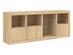 Aparador con luces LED roble Sonoma 164x37x67 cm