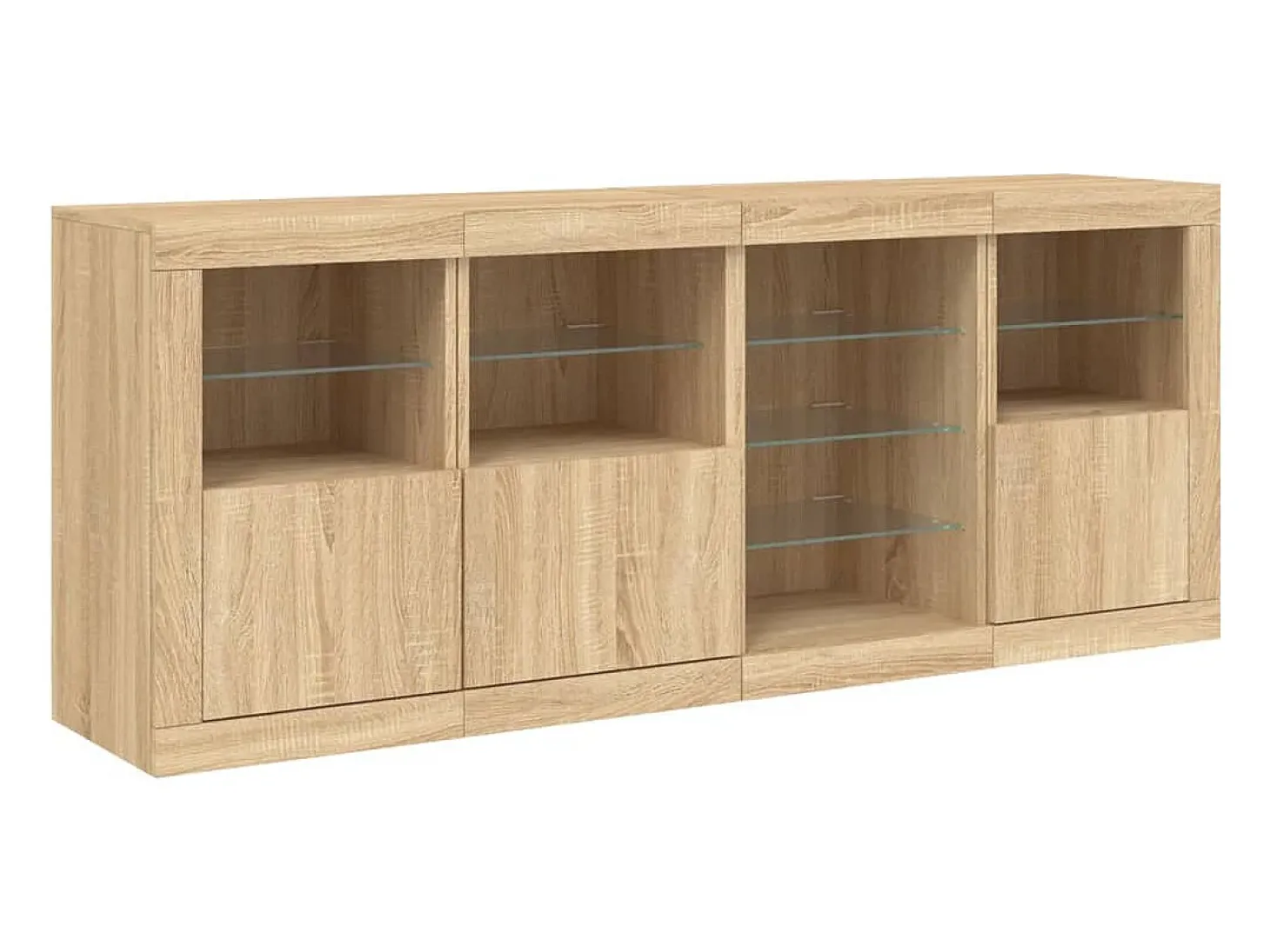 Aparador con luces LED roble Sonoma 164x37x67 cm
