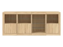 Aparador con luces LED roble Sonoma 164x37x67 cm