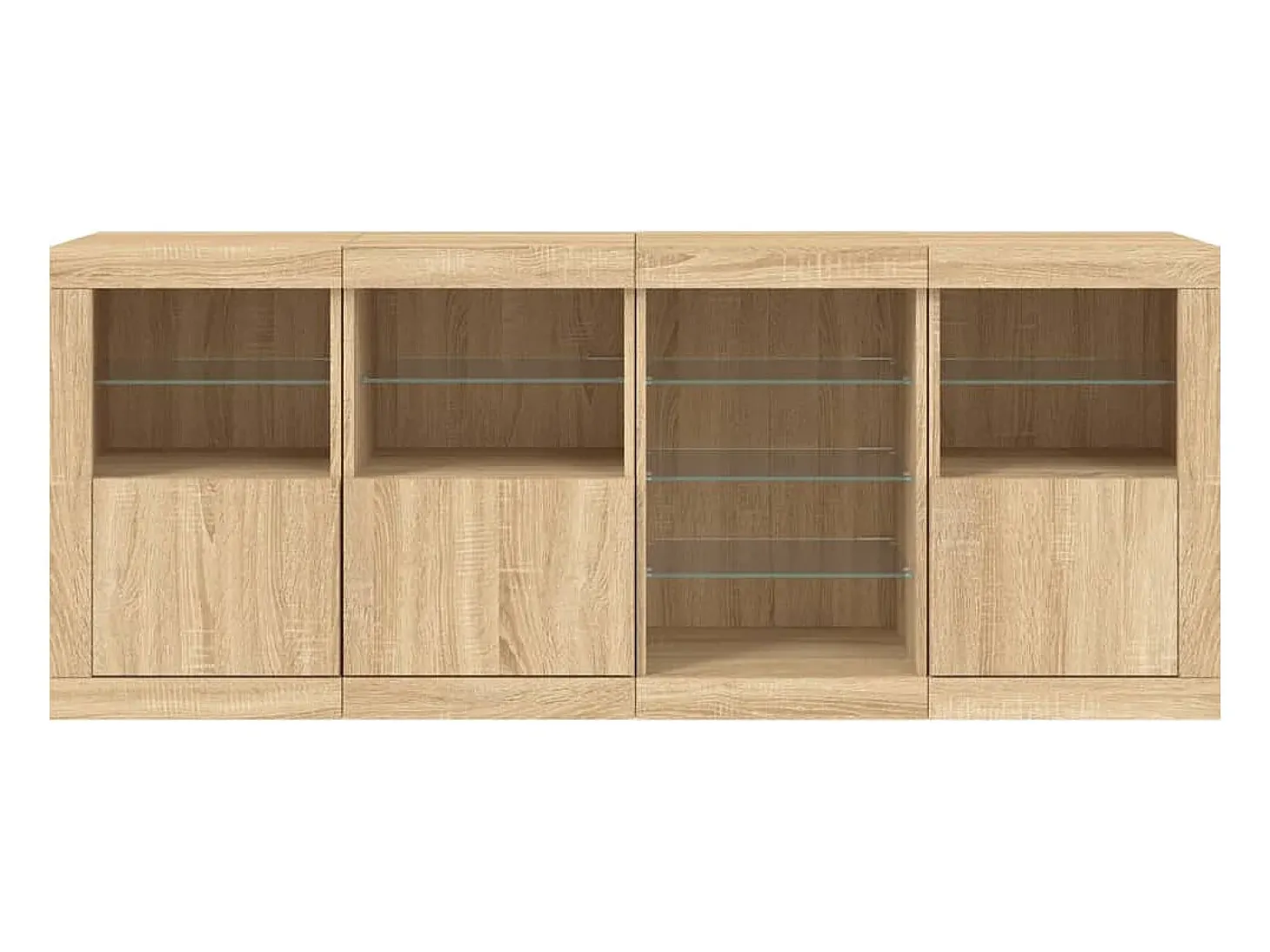 Aparador con luces LED roble Sonoma 164x37x67 cm