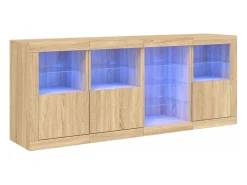 Aparador con luces LED roble Sonoma 164x37x67 cm