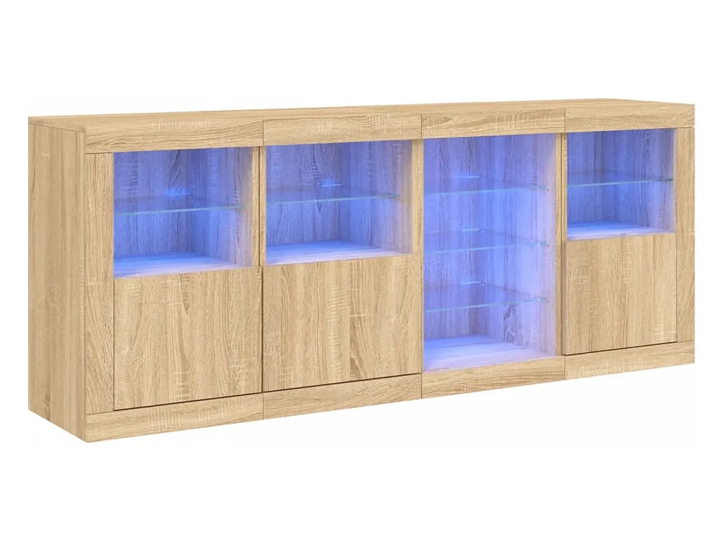 Aparador con luces LED roble Sonoma 164x37x67 cm