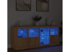 Aparador con luces LED roble Sonoma 164x37x67 cm