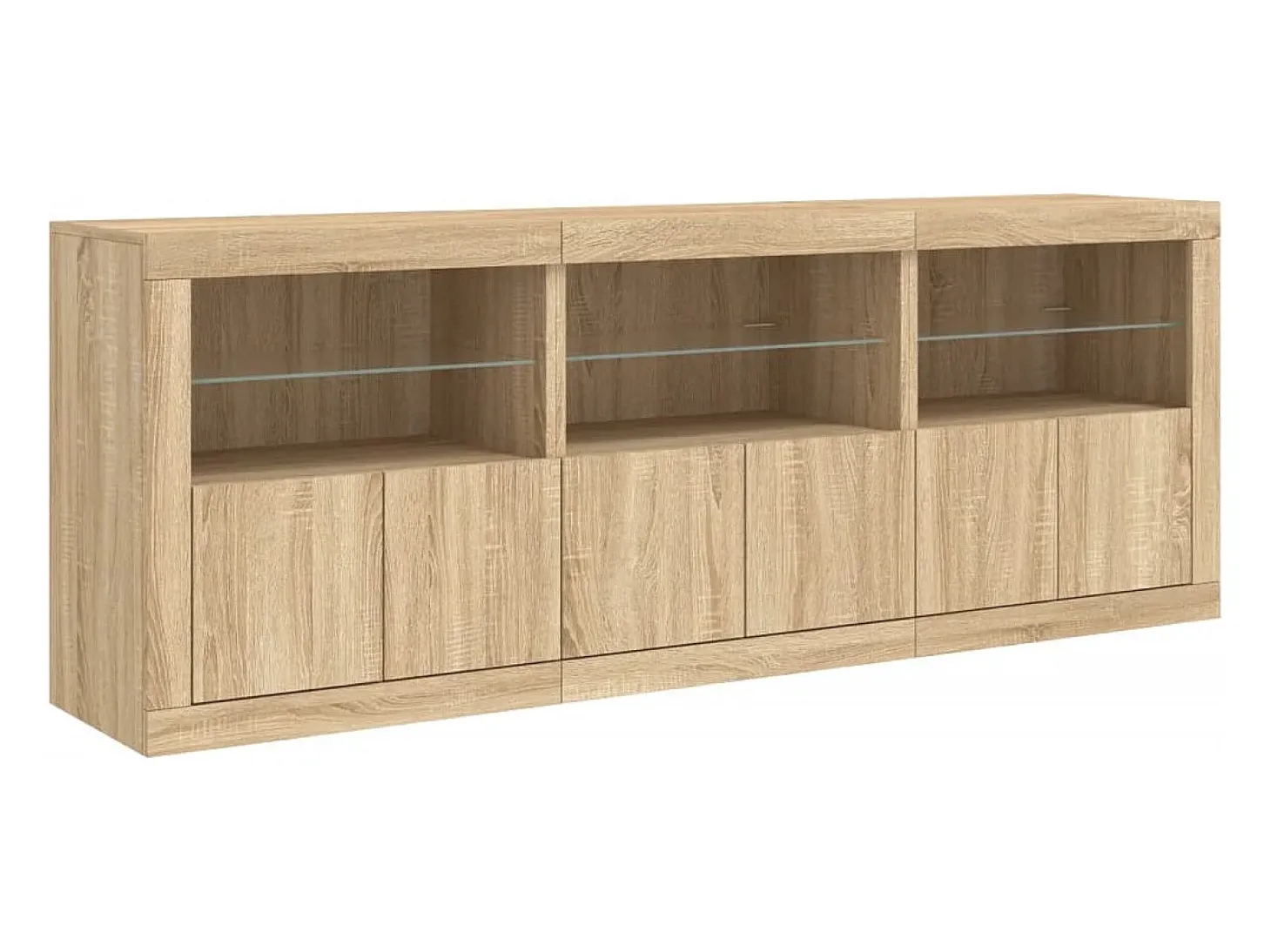 Aparador con luces LED roble Sonoma 181,5x37x67 cm