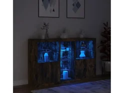 Aparador con luces LED roble ahumado 162x37x100 cm ES410521