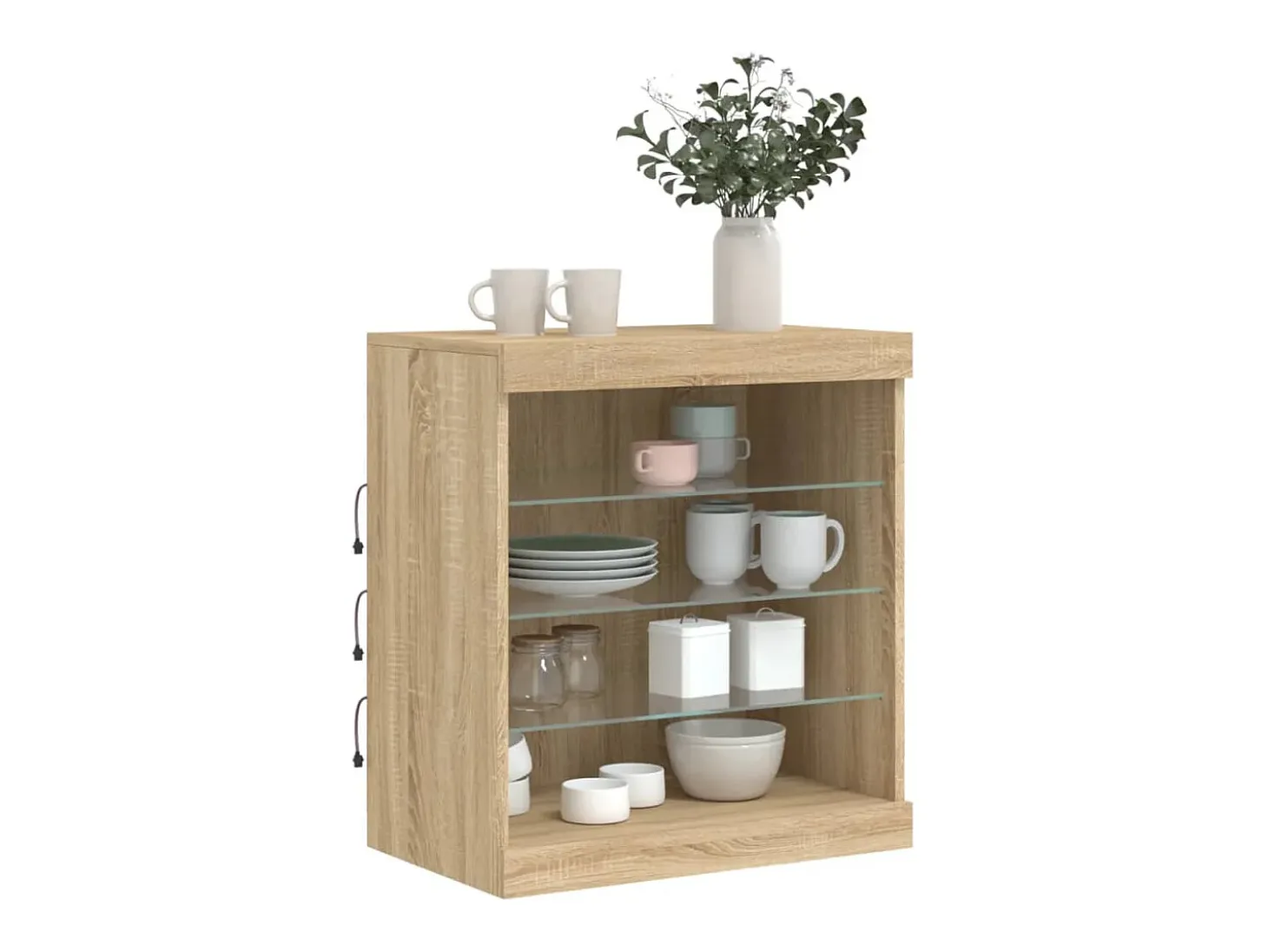 Aparador con luces LED roble Sonoma 60,5x37x67 cm
