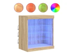 Aparador con luces LED roble Sonoma 60,5x37x67 cm