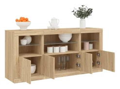 Aparador con luces LED roble Sonoma 142,5x37x67 cm ES662907