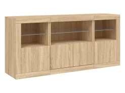 Aparador con luces LED roble Sonoma 142,5x37x67 cm ES662907
