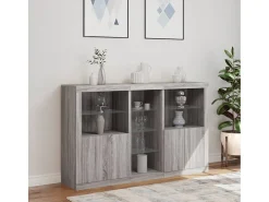Aparador con luces LED Sonoma gris 162x37x100 cm