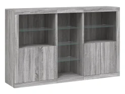 Aparador con luces LED Sonoma gris 162x37x100 cm