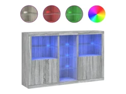 Aparador con luces LED Sonoma gris 162x37x100 cm