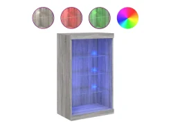 Aparador con luces LED Sonoma gris 60,5x37x100 cm