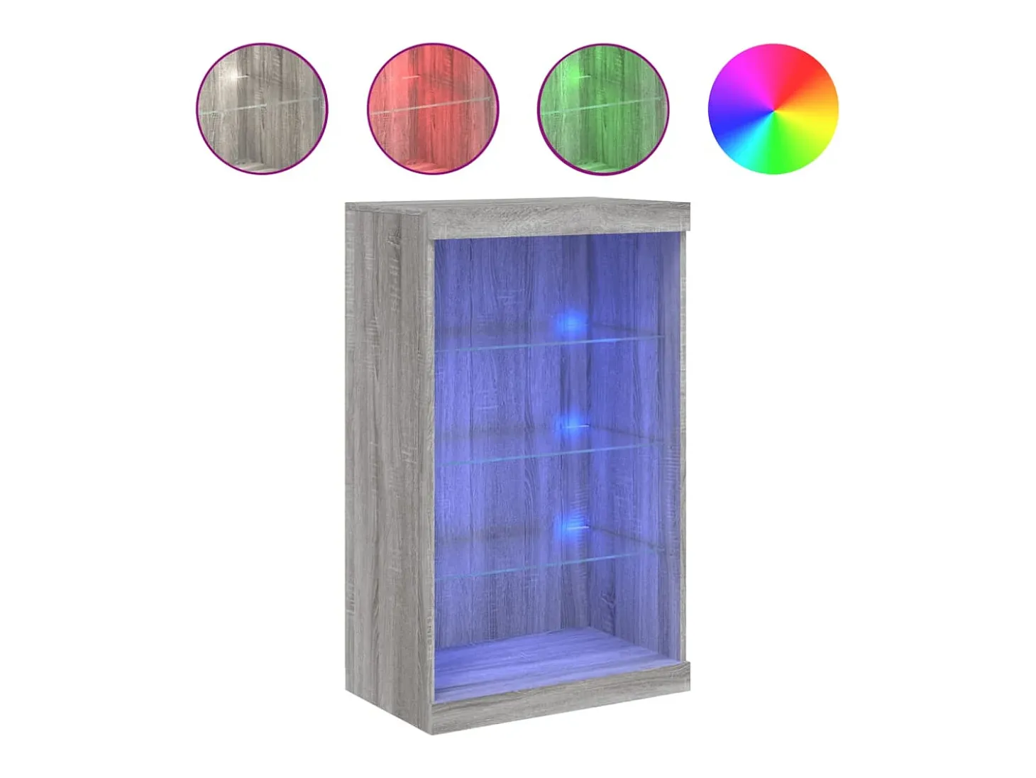 Aparador con luces LED Sonoma gris 60,5x37x100 cm