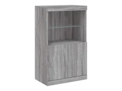 Aparador con luces LED Sonoma gris 181,5x37x100 cm
