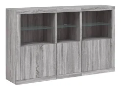 Aparador con luces LED Sonoma gris 162x37x100 cm