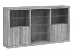 Aparador con luces LED Sonoma gris 181,5x37x100 cm