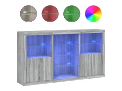 Aparador con luces LED Sonoma gris 181,5x37x100 cm