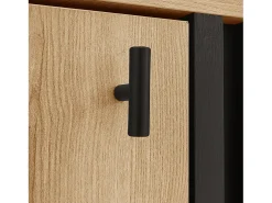 Aparador con luz LED - Cómoda moderna de 3 puertas con cristal - Color madera