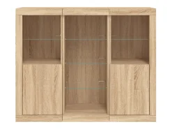 Aparador con luz LED 3 piezas madera de ingeniería roble sonoma