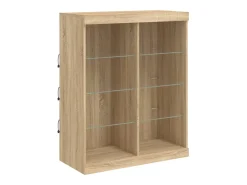 Aparador con luz LED 3 piezas madera de ingeniería roble sonoma