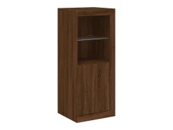Aparador con luz LED 3 piezas madera de ingeniería marrón roble