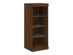 Aparador con luz LED 3 piezas madera de ingeniería marrón roble