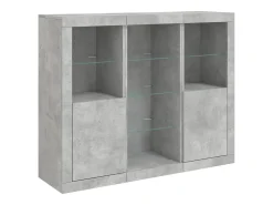 Aparador con luz LED 3 piezas madera de ingeniería gris hormigón
