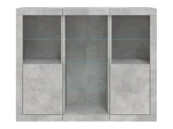 Aparador con luz LED 3 piezas madera de ingeniería gris hormigón