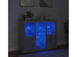 Aparador con luz LED 3 piezas madera de ingeniería gris hormigón