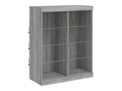 Aparador con luz LED 3 pzas madera de ingeniería gris Sonoma