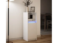 Aparador con luz LED madera de ingeniería blanco 38x34x100 cm
