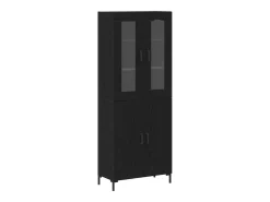 Aparador con mueble de pared en roble negro fabricado en aglomerado.