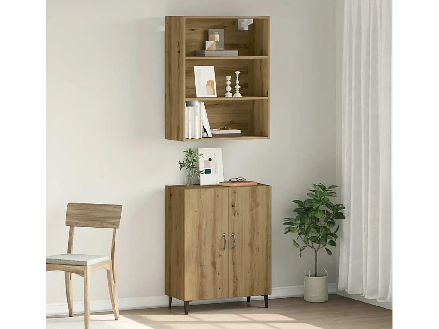 Aparador con mueble pared madera contrachapada artesanal roble