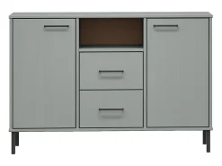 Aparador con patas de metal Gris 113x40x77 cm Madera maciza OSLO