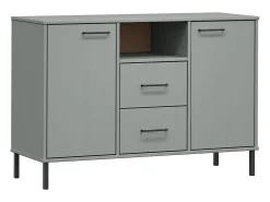 Aparador con patas de metal Gris 113x40x77 cm Madera maciza OSLO