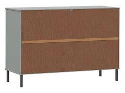 Aparador con patas de metal Gris 113x40x77 cm Madera maciza OSLO