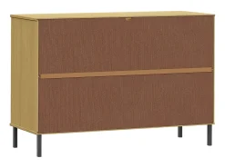 Aparador con patas de metal Marrón 113x40x77 cm Madera maciza OSLO