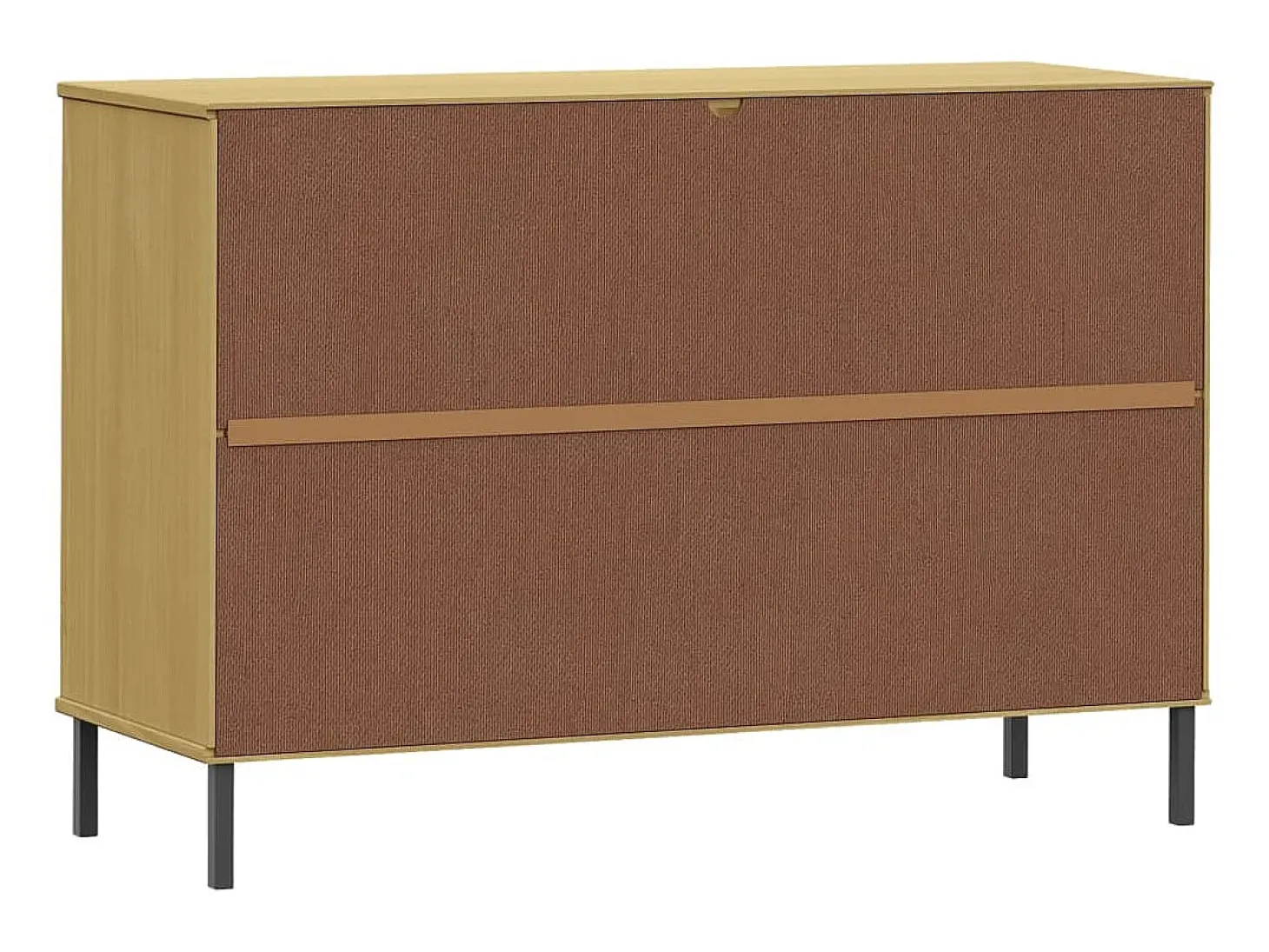 Aparador con patas de metal Marrón 113x40x77 cm Madera maciza OSLO