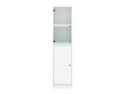 Aparador con puerta de cristal blanco 35x37x142 cm
