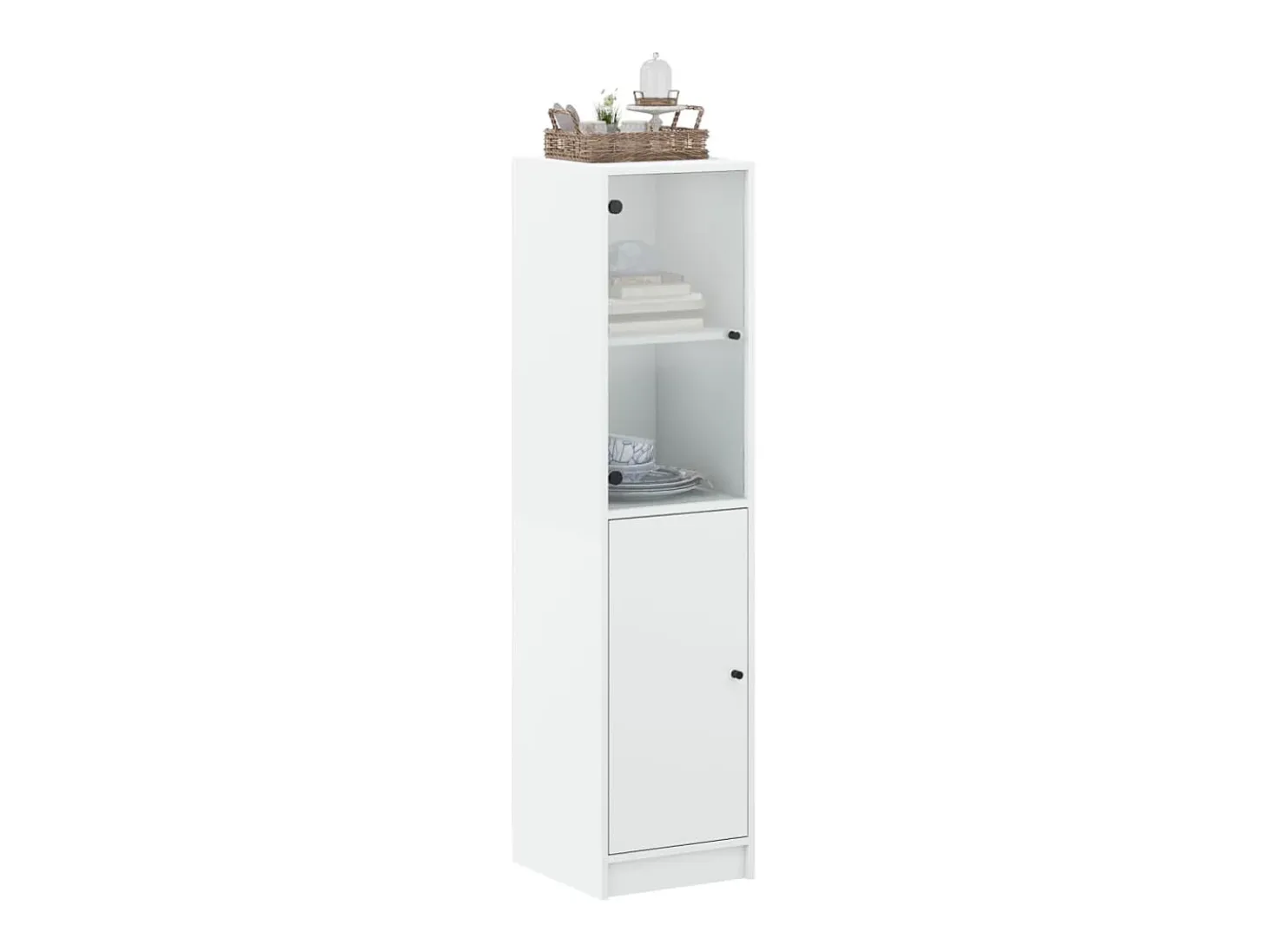 Aparador con puerta de vidrio blanco 35x37x142 cm ES478968