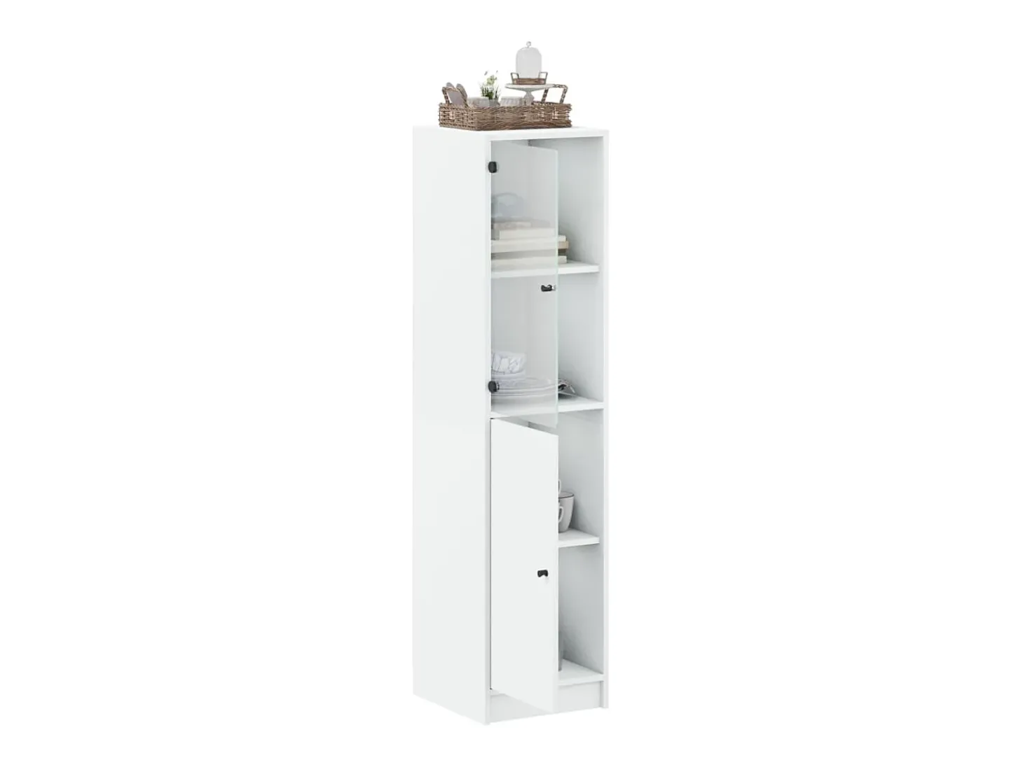 Aparador con puerta de vidrio blanco 35x37x142 cm ES478968