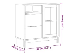 Aparador con puerta de vidrio FLAM madera de pino 80x40x80 cm