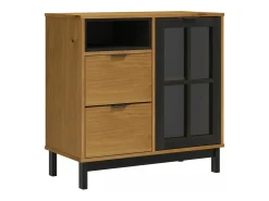 Aparador con puerta de vidrio FLAM madera de pino 80x40x80 cm