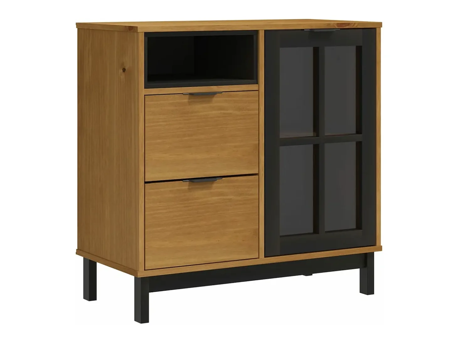 Aparador con puerta de vidrio FLAM madera de pino 80x40x80 cm