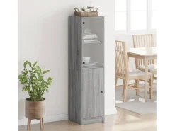 Aparador con puerta de vidrio gris Sonoma 35x37x142 cm ES843457