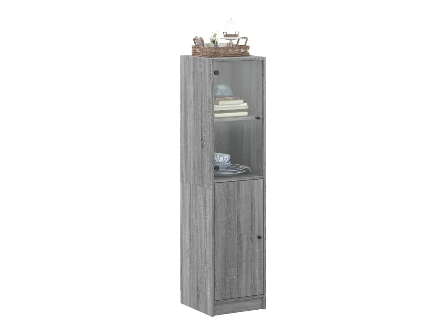 Aparador con puerta de vidrio gris Sonoma 35x37x142 cm ES843457