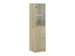 Aparador con puerta de vidrio roble Sonoma 35x37x142 cm ES749866