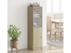 Aparador con puerta de vidrio roble Sonoma 35x37x142 cm ES749866